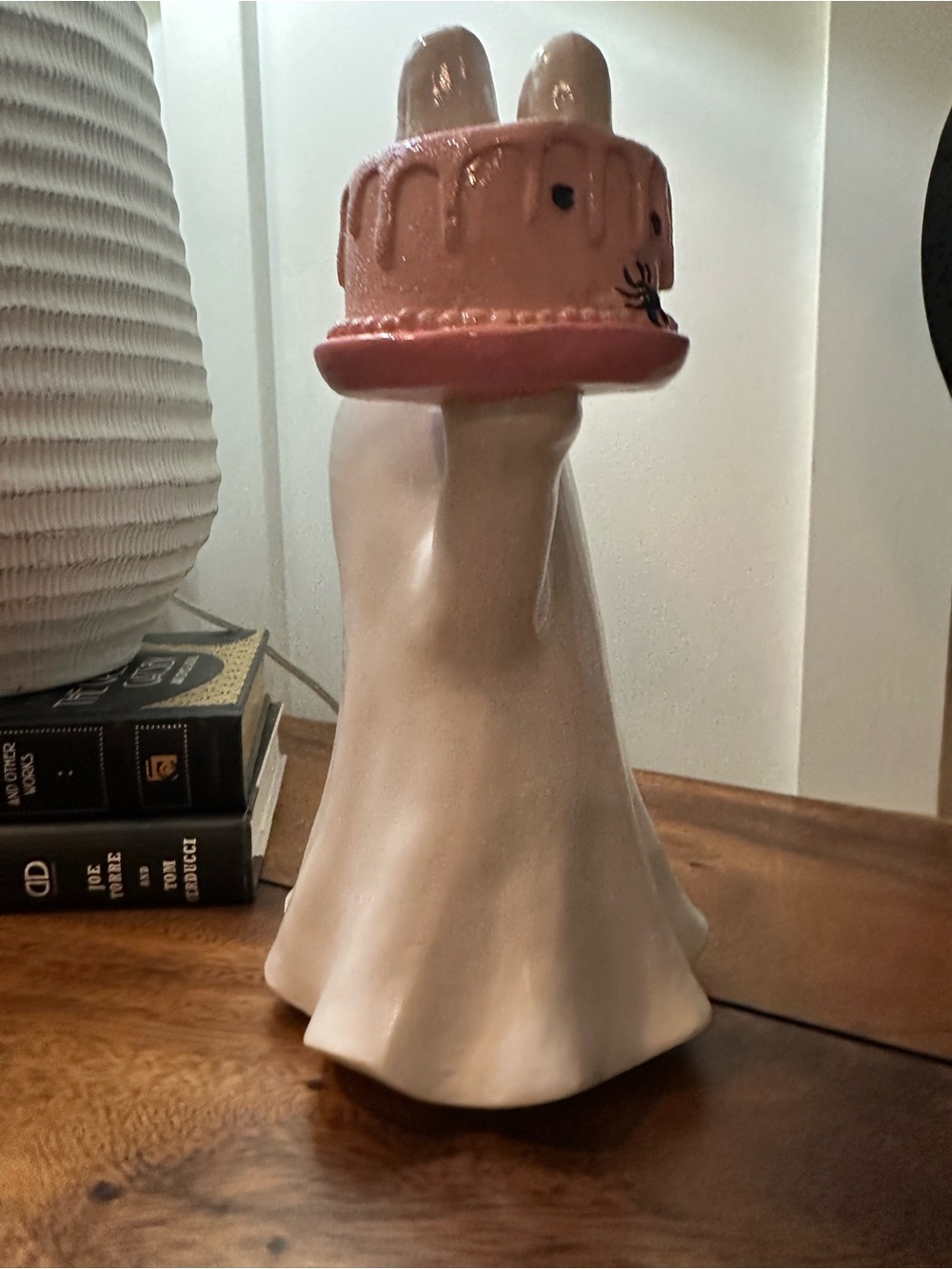 Pink Coquette Ghost Holding Haunted Cake Halloween Decor Statue Figure Viral - Picture 5 of 7